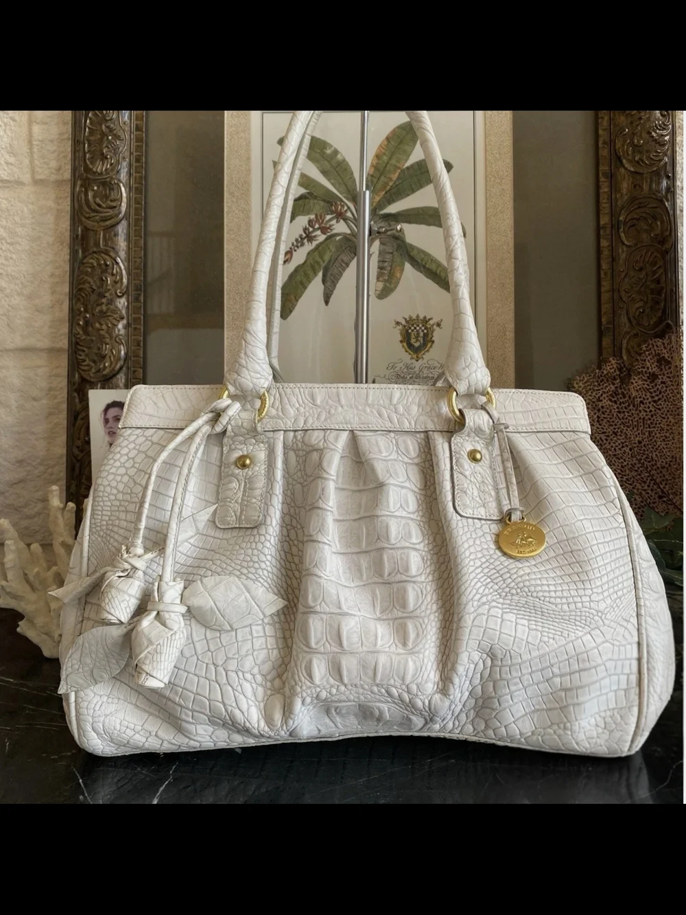 🌹🌹Extremely Rare BRAHMIN “Elouise Rose” White Lady Melbourne  Satchel NWOT